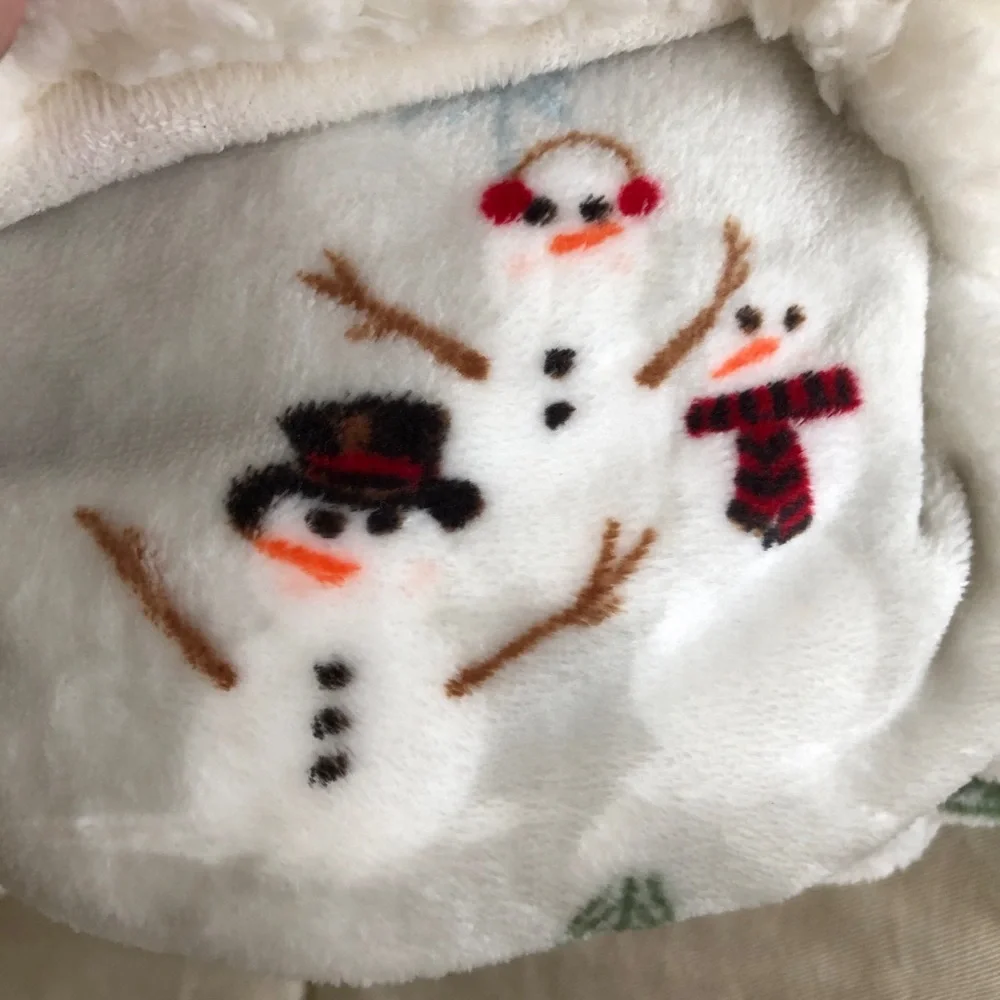 NWT Cuddl Duds Plush Sherpa Throw Reversible Snowman Print 50
